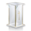 Elegancka biała kapliczka ze złotym krzyżem GLASS BK