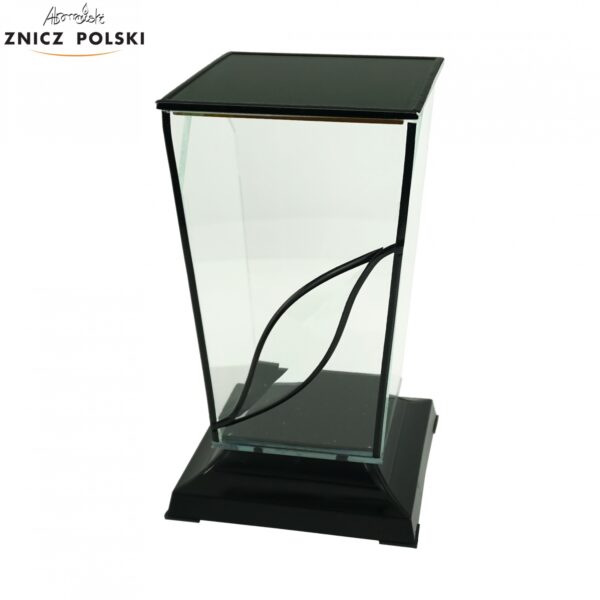 Nowoczesny znicz o unikatowej formie GLASS TRAPEZ ŁEZKA BLACK