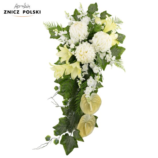 Podłóżny komplet kompozycji nagrobnej w odcieniach blado żółtych 120cm długości