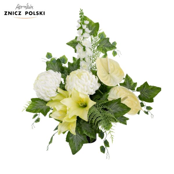 Podłóżny komplet kompozycji nagrobnej w odcieniach blado żółtych 120cm długości