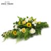 Kompozycja nagrobna z kwiatami słonecznika i róż do wyboru wiązanka, wianek i bukiet