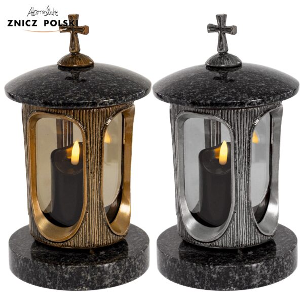 Lampion z granitu IMPALA ze złotymi lub srebrnymi elementami - kapliczka artystyczna ekskluzywna