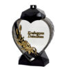 Duży czarno-złoty lub czarno-srebrny znicz w kształcie serca z kwiatem lilii dla Dziadków