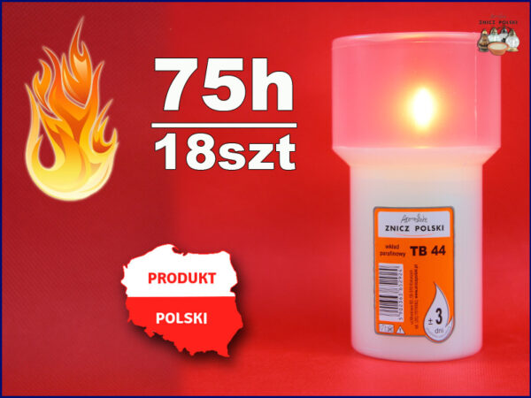 Parafinowy zalewany wkład do zniczy czas palenia 75h TB44 (18 szt.)