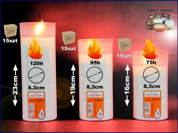 Wymienny wkład parafinowy czas palenia 75h TBZW13 (15szt)