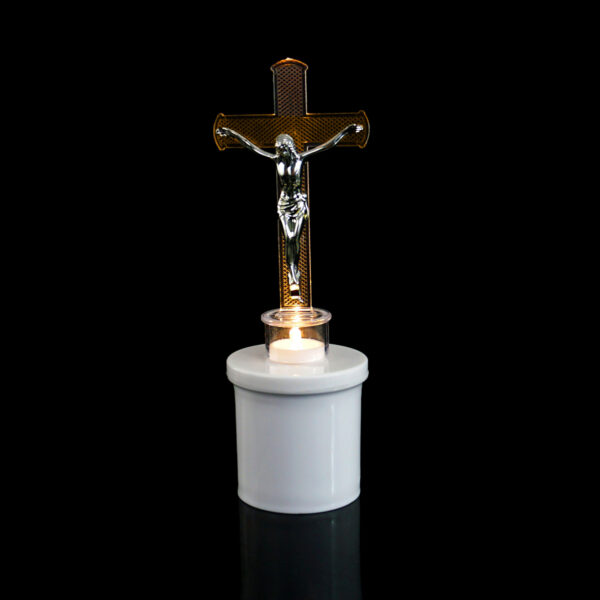 Wkład ledowy w formie krzyża z Panem Jezusem 18cm